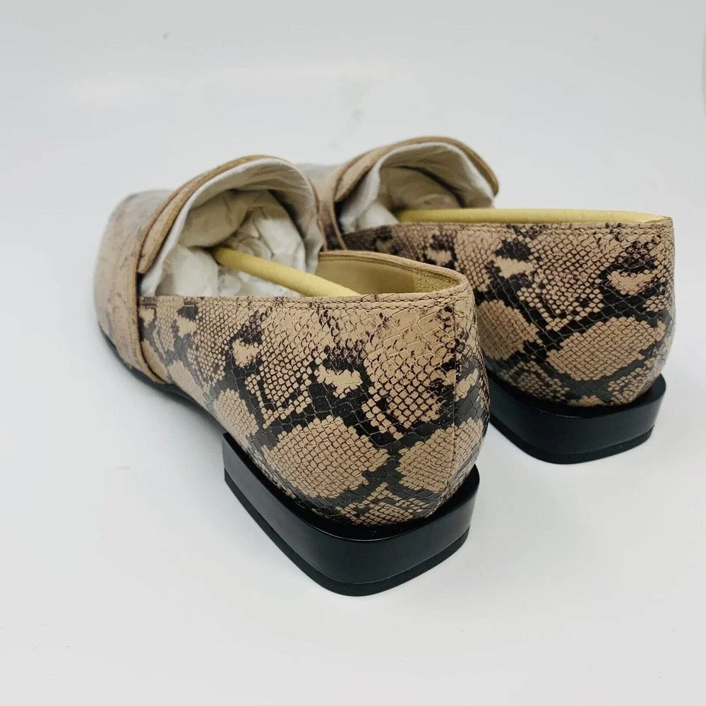 New Naturalizer Womans Sz 6.5M Shoes Cicero Nude Snake Leather Block Heel‎ NWT